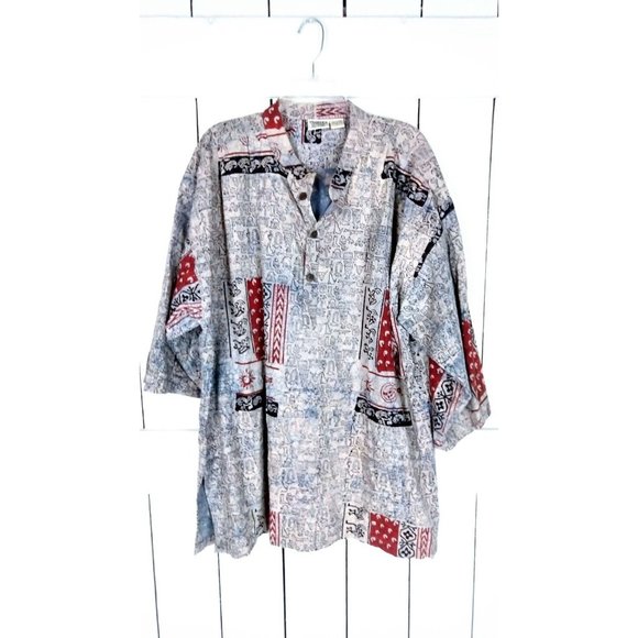 Boho tribal print cotton tie dye pullover shirt - Picture 2 of 6